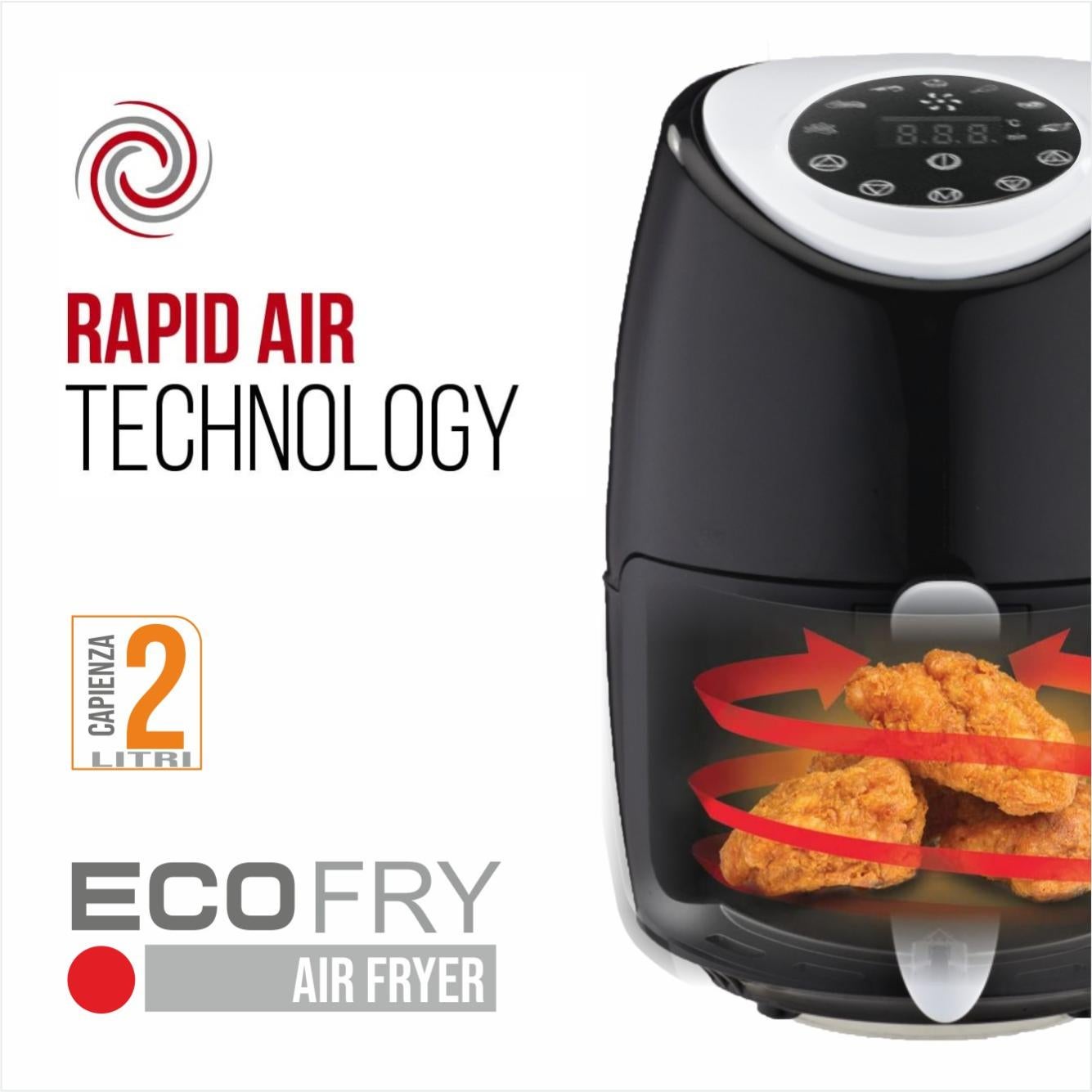 Emerio Doppia Friggitrice Ad Aria Calda Digitale – 2x5L, 12 Programmi, Funzione Smart Finish, Senza BPA