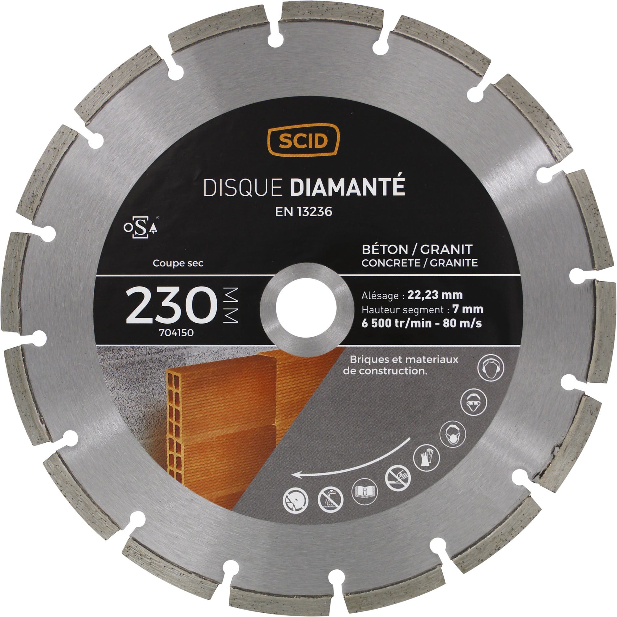 Disque diamant béton tuile granit diamètre 230 mm SEA, 1272893, Outillage