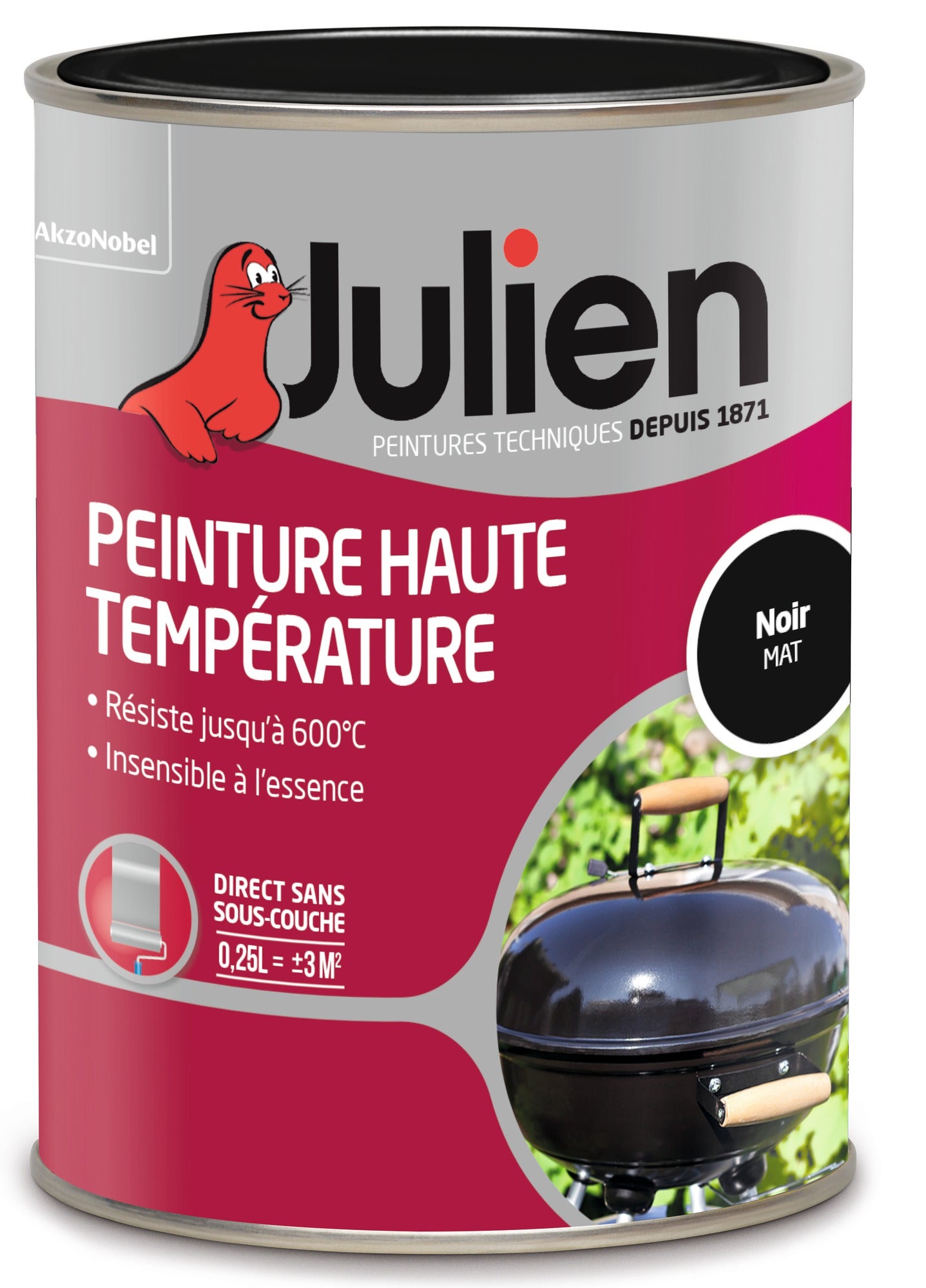 Peinture haute température Julien - Noir - 250 ml
