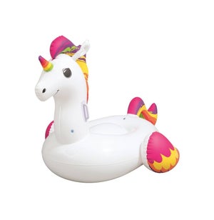 Relaxdays Animale Cavalcabile Unicorno, Giochi Gonfiabili per Bambini,  BPA-free, Fino a 50 kg, Pompa Inclusa, Bianco