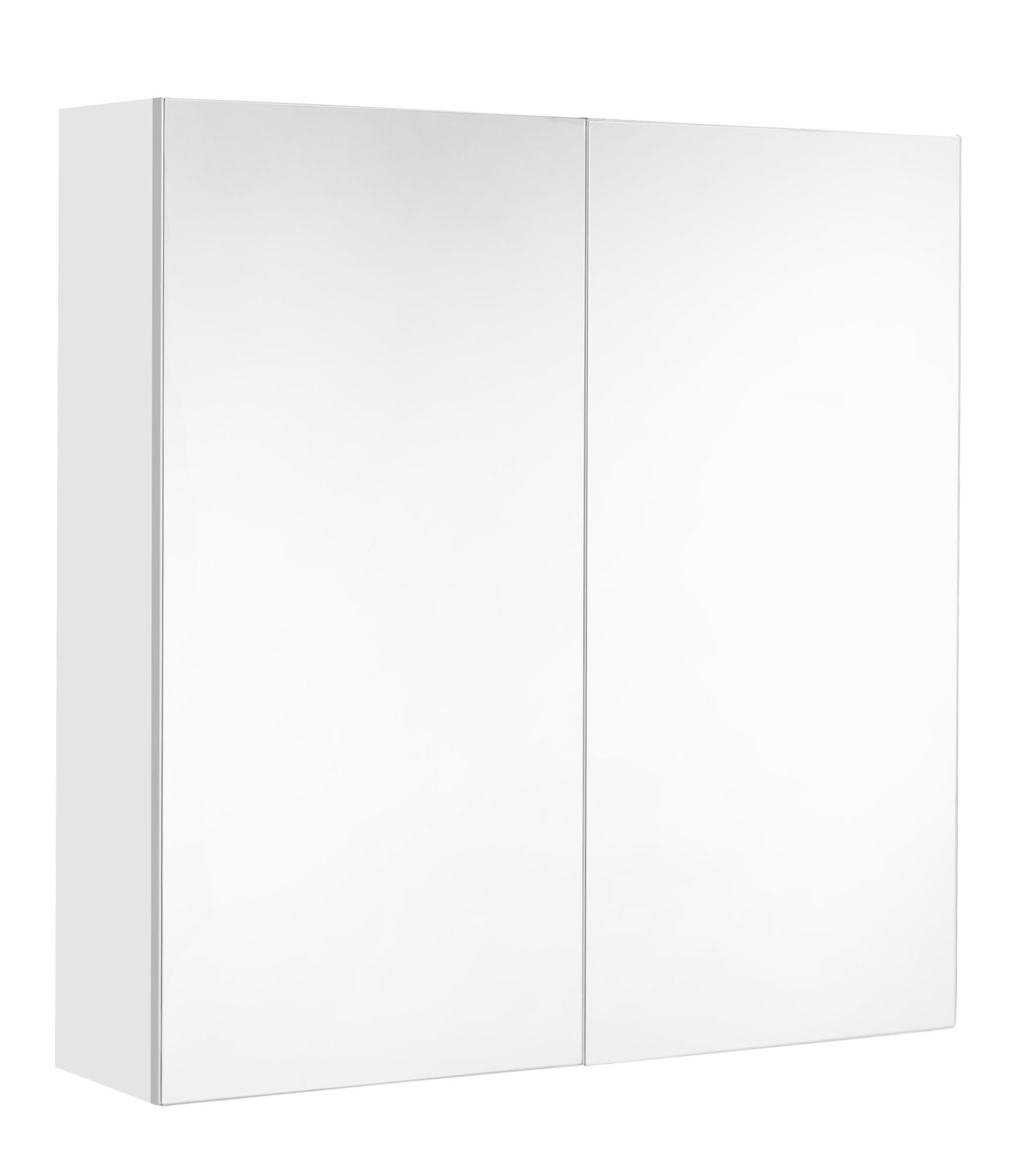 Armoire de salle de bain 60 cm avec prise LOOK 2 portes miroir 60 x 65 x 18 cm blanc brillant