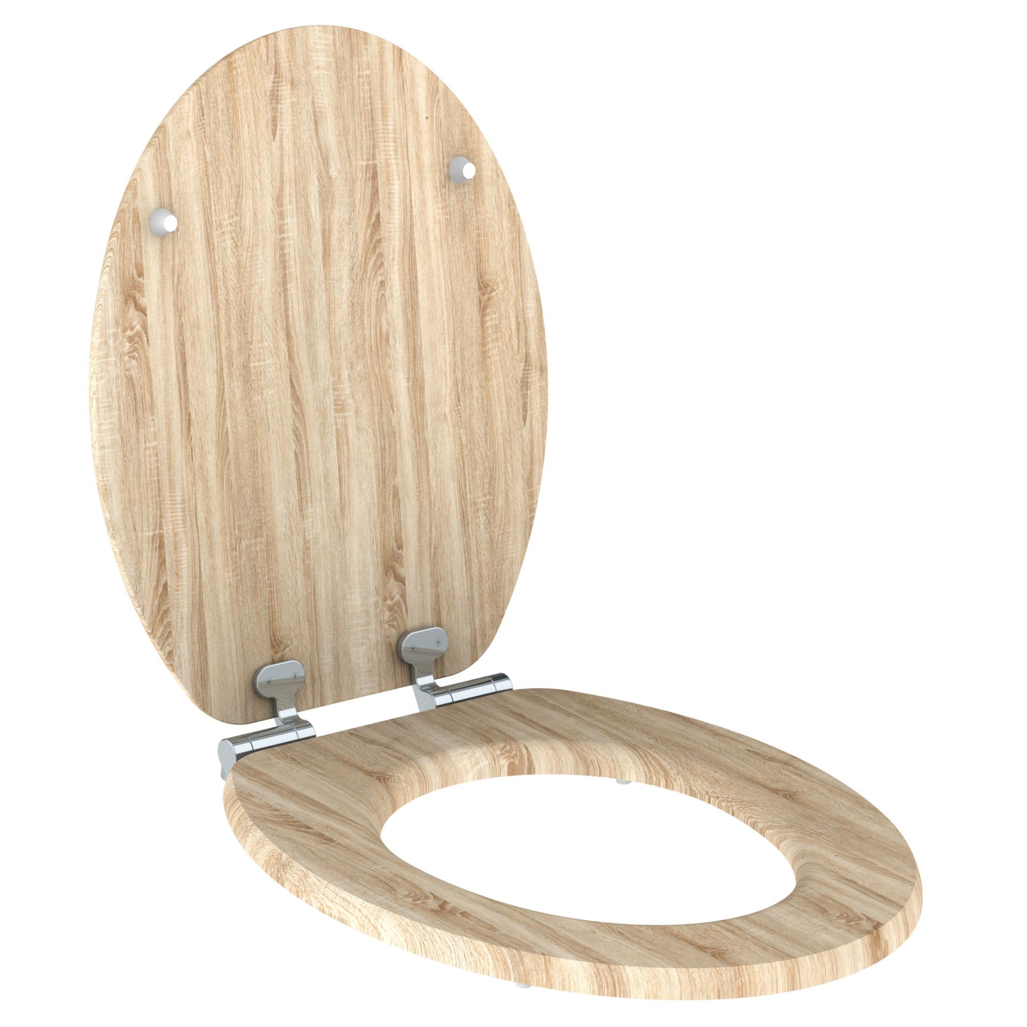Abattant WC en bois compressé décor chêne clair 4 faces NATURO | Leroy