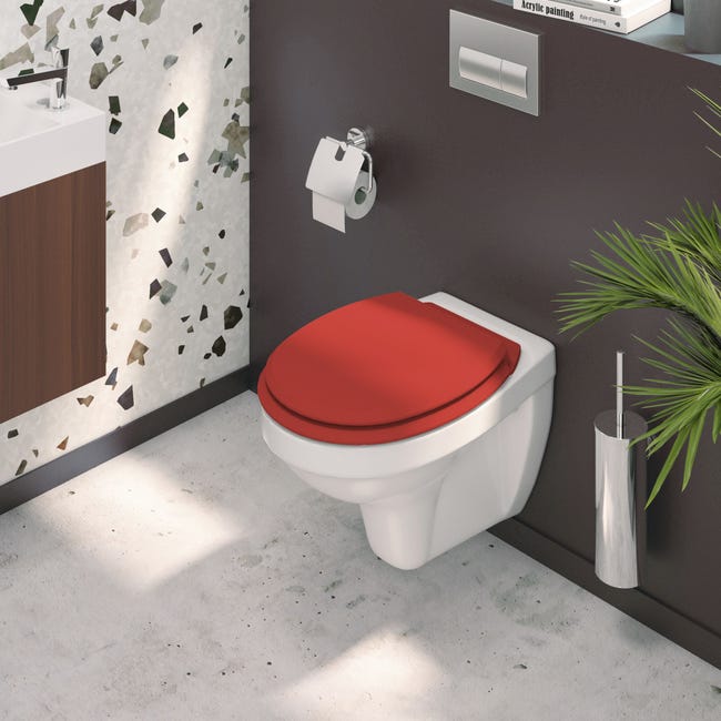 Abattant WC en bois compressé déclipsable ATLAS rouge