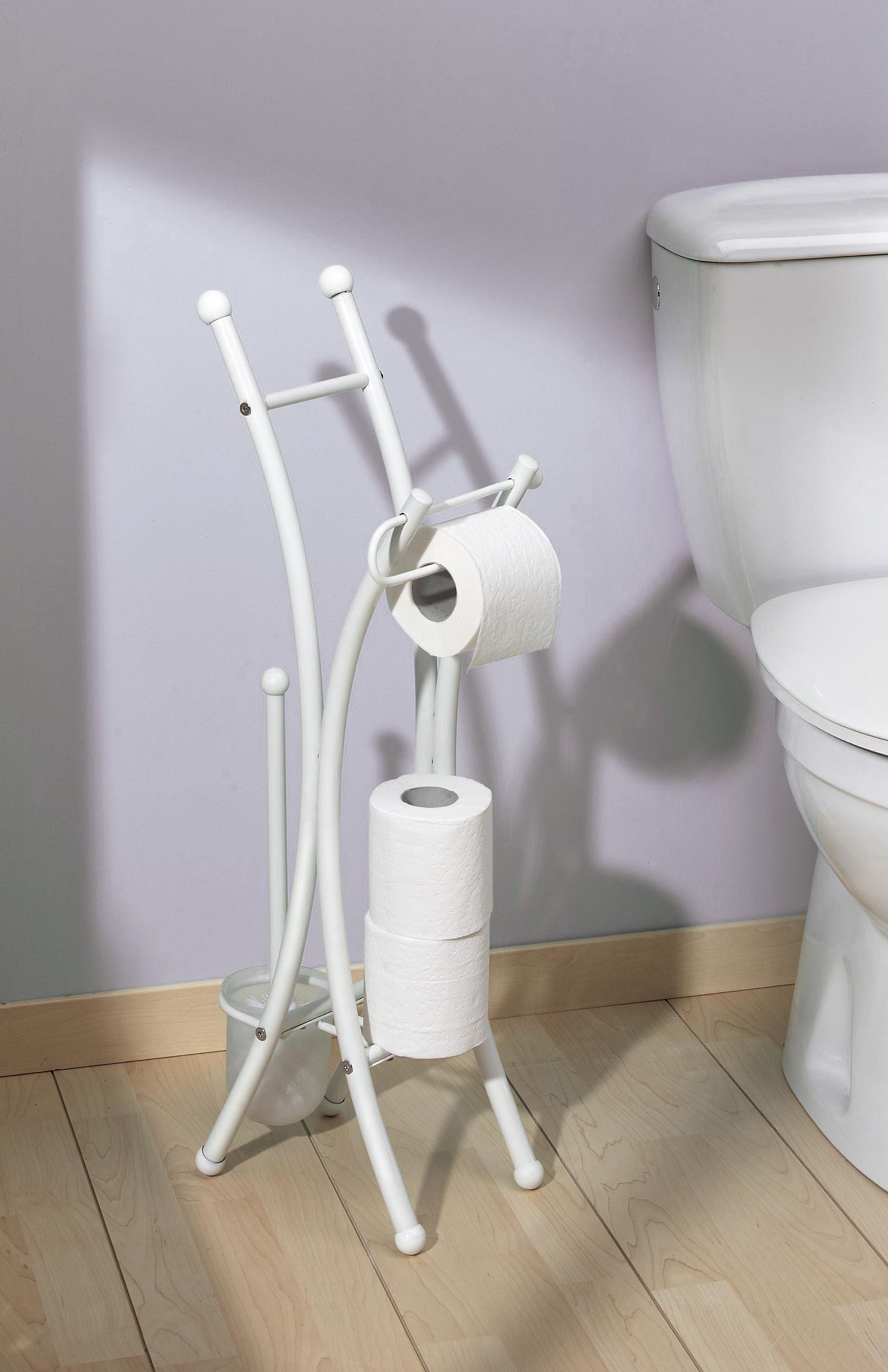 Allibert- Valet WC VERRY avec dérouleur papier WC, réserve papier et brosse  WC chromé - Base en