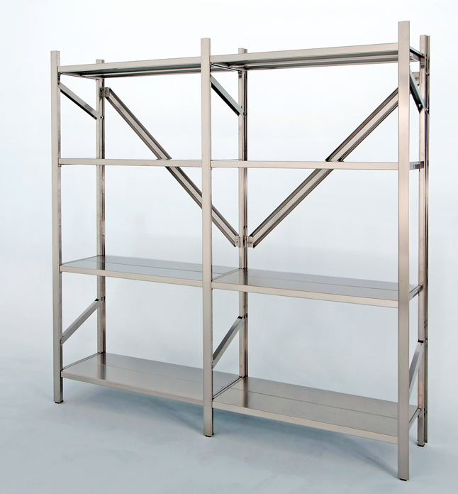 Scaffale acciaio inox con piani ad incastro regolabili cm. 200x30x180h -  Castellani Shop