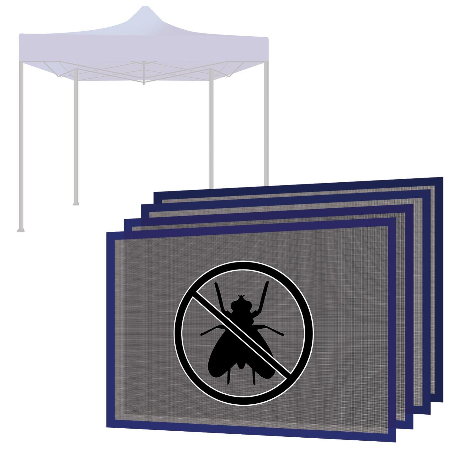 Set 4 Teli Zanzariera Per Gazebo Da Giardino 3x3 M Kit Di 4 Zanzariere