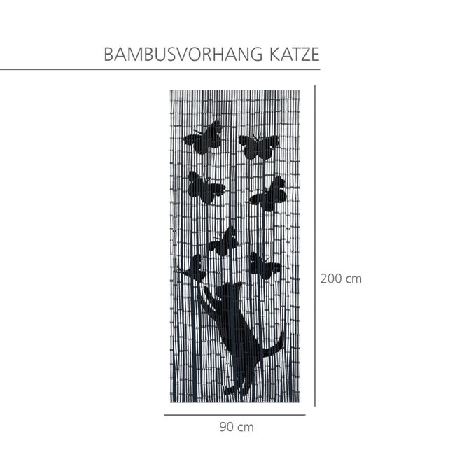 Rideau Bambou, Rideau Bambou Porte 'chat Et Papillon', Rideau Mouche 90x200 Cm | Leroy Merlin rideau pour mouche leroy merlin