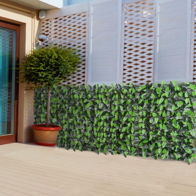 Outsunny Rotolo Siepe Sempreverde Artificiale Sintetica Finta 1×3m Balcone  Recinzione Giardino