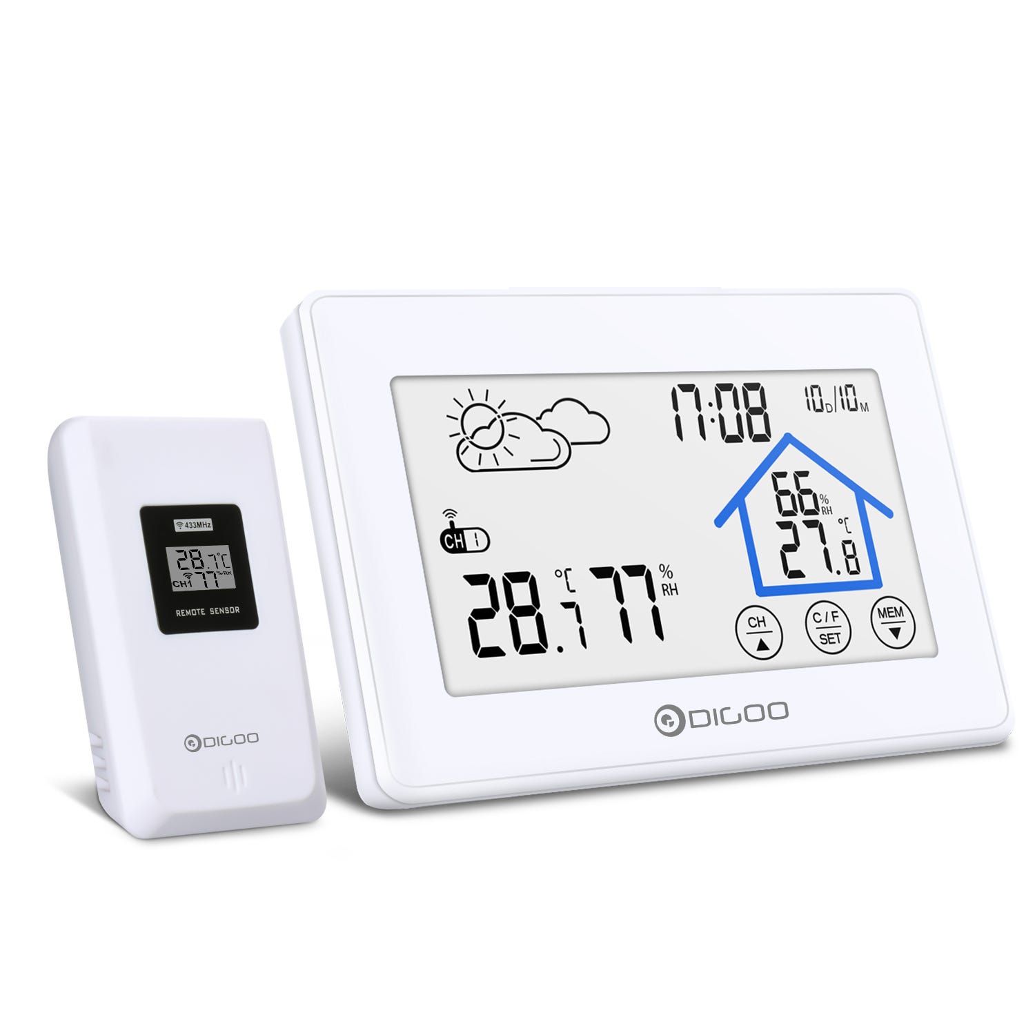 Station Météo avec Capteur LCD Prévisions sans fil Thermomètre Hygromètre numérique  Température humidité