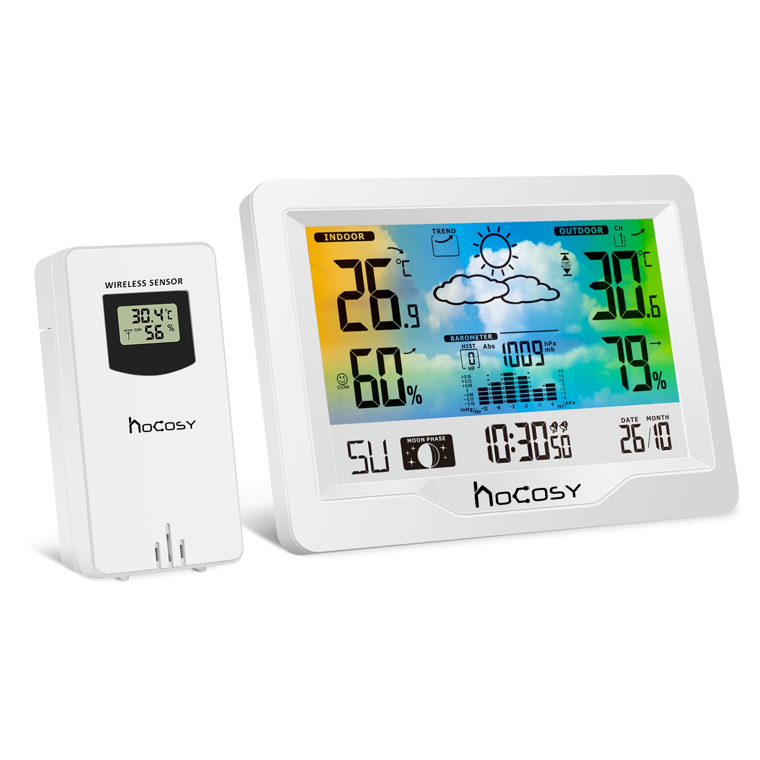 Station météo LCD Prévisions météo Réveil avec capteur extérieur