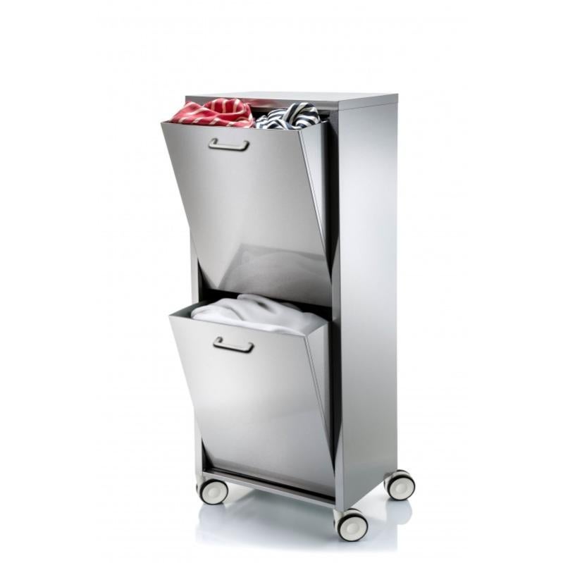 Cesto Portabiancheria Con Ruote ELYKEN 110L - Carrello Rotondo In Acciaio Con Borsa Rimovibile, 4 Ruote Di Cui 2 Frenabili, Per Casa E Hotel