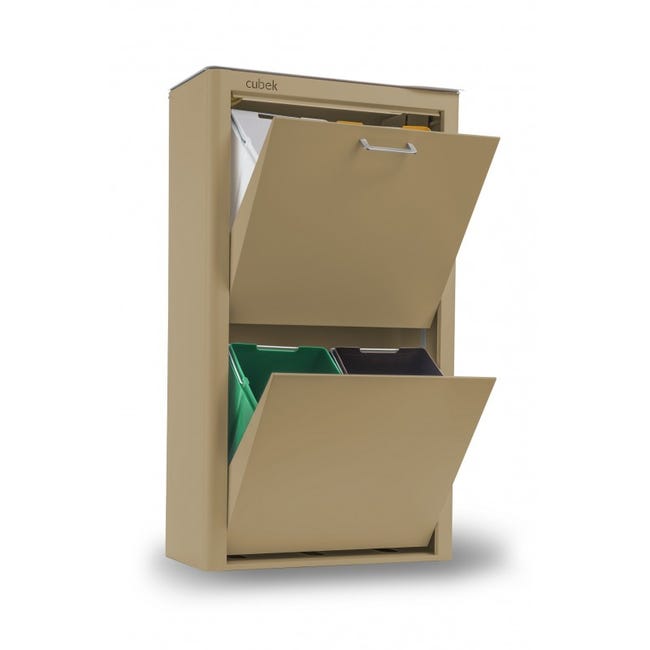 CUBEK - Cubo de basura y reciclaje lacado, 4 compartimentos