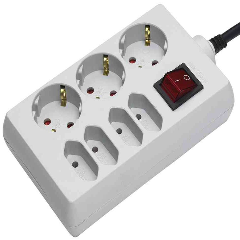 Rallonge multiprise 7 prises électriques avec interrupteur