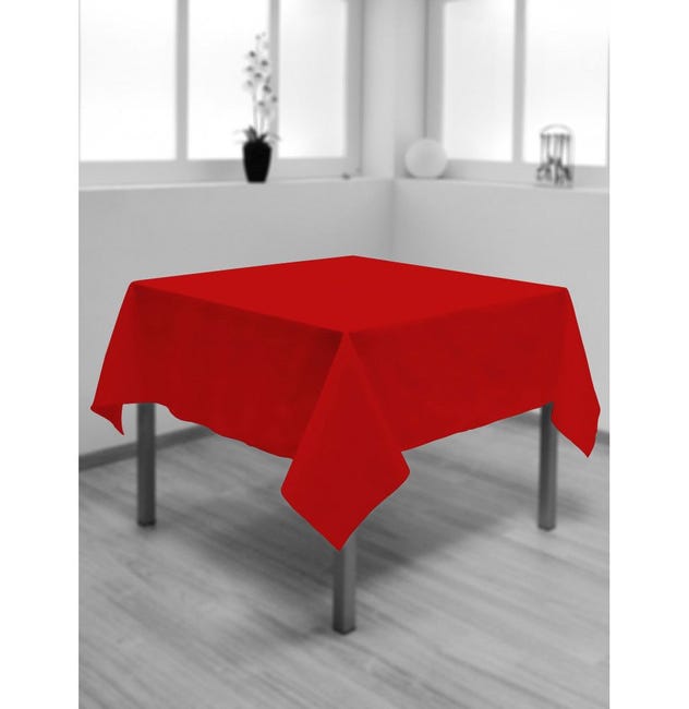 Nappe carrée 180 x 180 cm - Rouge - Linge de table