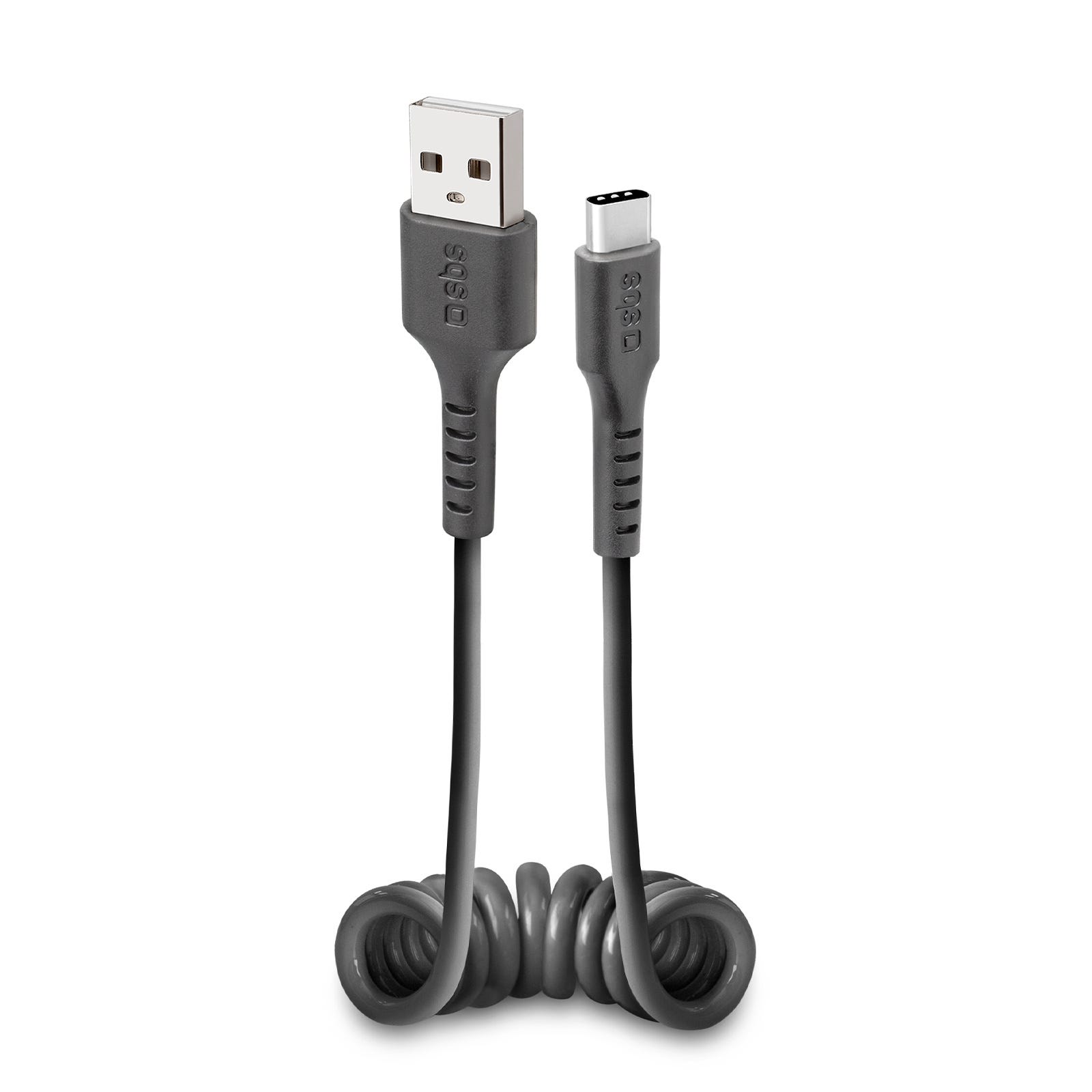Câble USB - USB-C Câble Spirale, longueur : de 17 à 50 cm- SBS