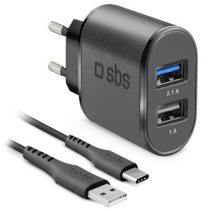 Chargeur secteur chargeur usb-a+usb-c 45w+cable usbc noir Adeqwat