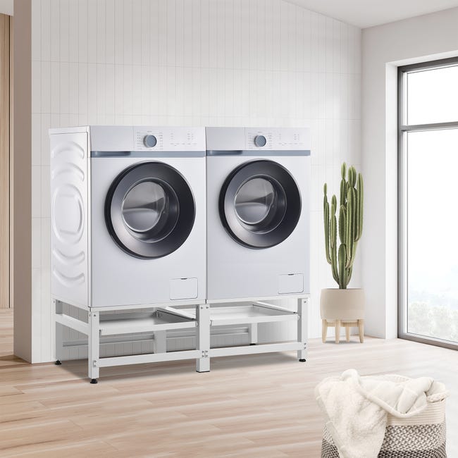 comerciante Sueño viernes Pedestal doble para lavadora y secadora Bothel estante extraíble 124 x 54 x  37 cm blanco [en.casa] | Leroy Merlin