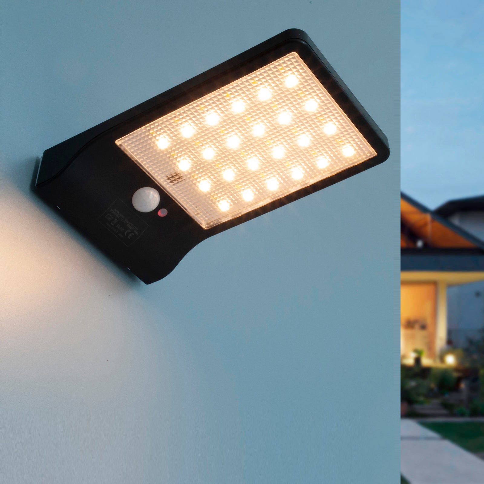 Double projecteur LED solaire, autonomie 8h, protection IP44, 450 lum