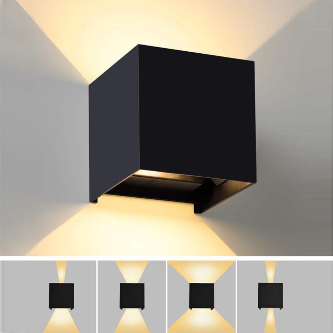applique-murale-exterieur-noire-design-double-eclairage-led-12w