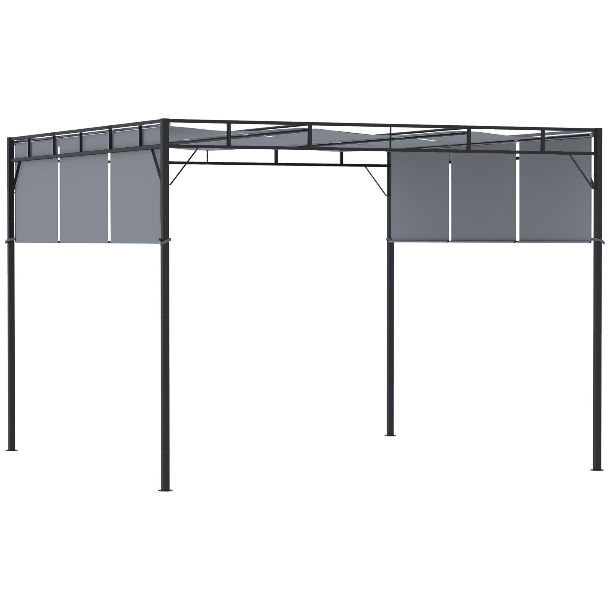 Tonnelle acier et toit rétractable polyester Proloisirs Cubic 4 x 3 m