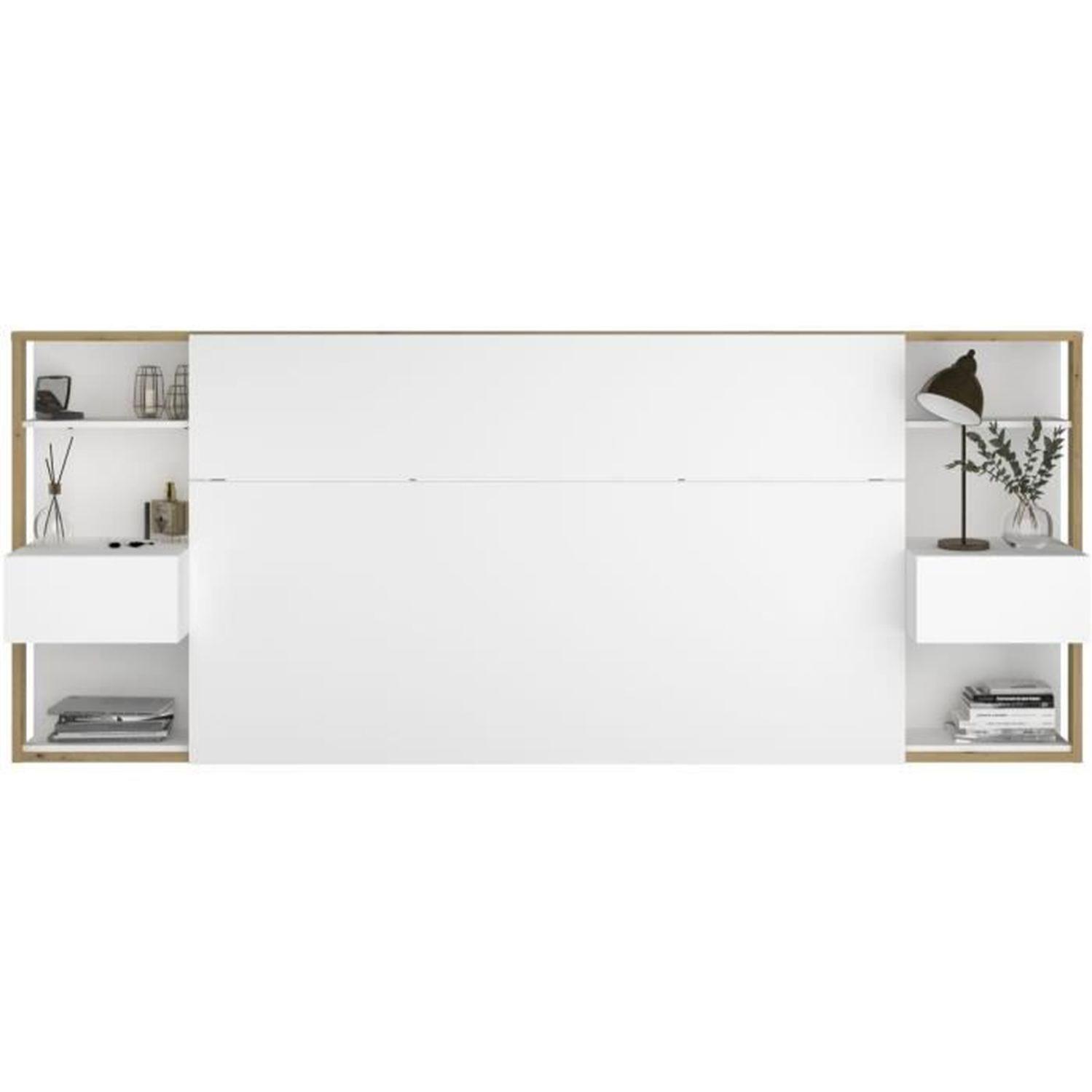 Letto Rauch Möbel Venlo 160x200cm Con 2 Comodini - Rovere Sonoma E Bianco Alpino, Design Moderno