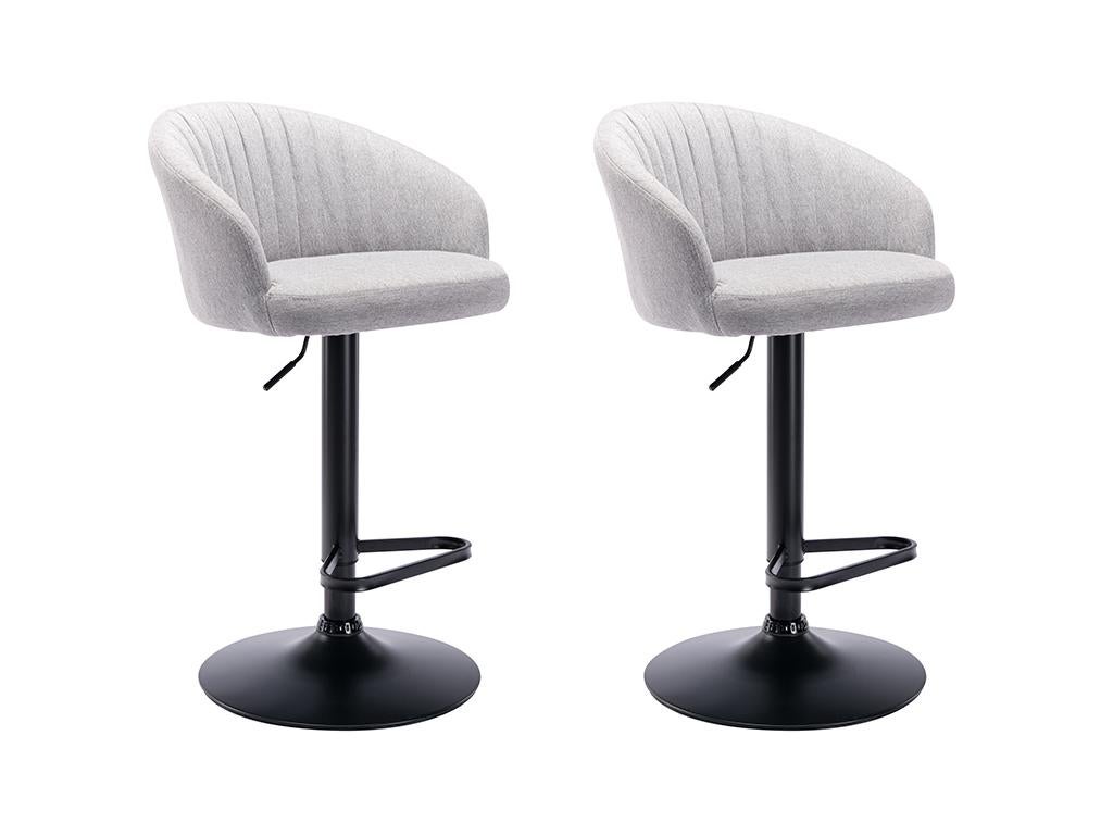 2x tabouret de bar HWC-F16, chaise de comptoir avec dossier, rotatif,  similicuir ~ noir/blanc