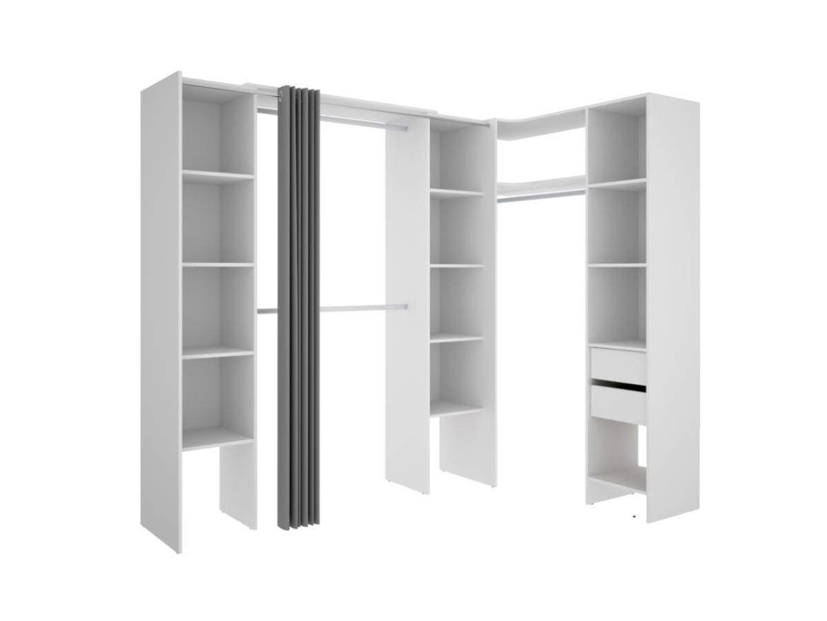 Dressing d'angle extensible DORIAN L164/234 cm Blanc et gris