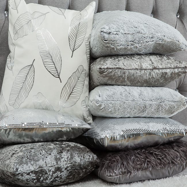 Set di 2 cuscini decorativi in cotone bianco argento 45 x 45 cm FREESIA