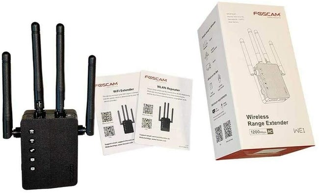 Foscam WiFi Range Extender Router Ripetitore di segnale Internet 1200 Mbps  amplificatore wireless dual band 2.4G e 5GHz con segnale led intelligente