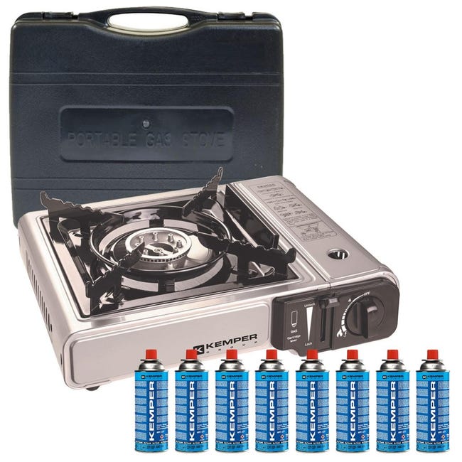 KEMPER Grill A Gas Portatile Da 1900W - Griglia Antiaderente + 8 Cartucce Gas Per Campeggio E Giardino - Foto 7