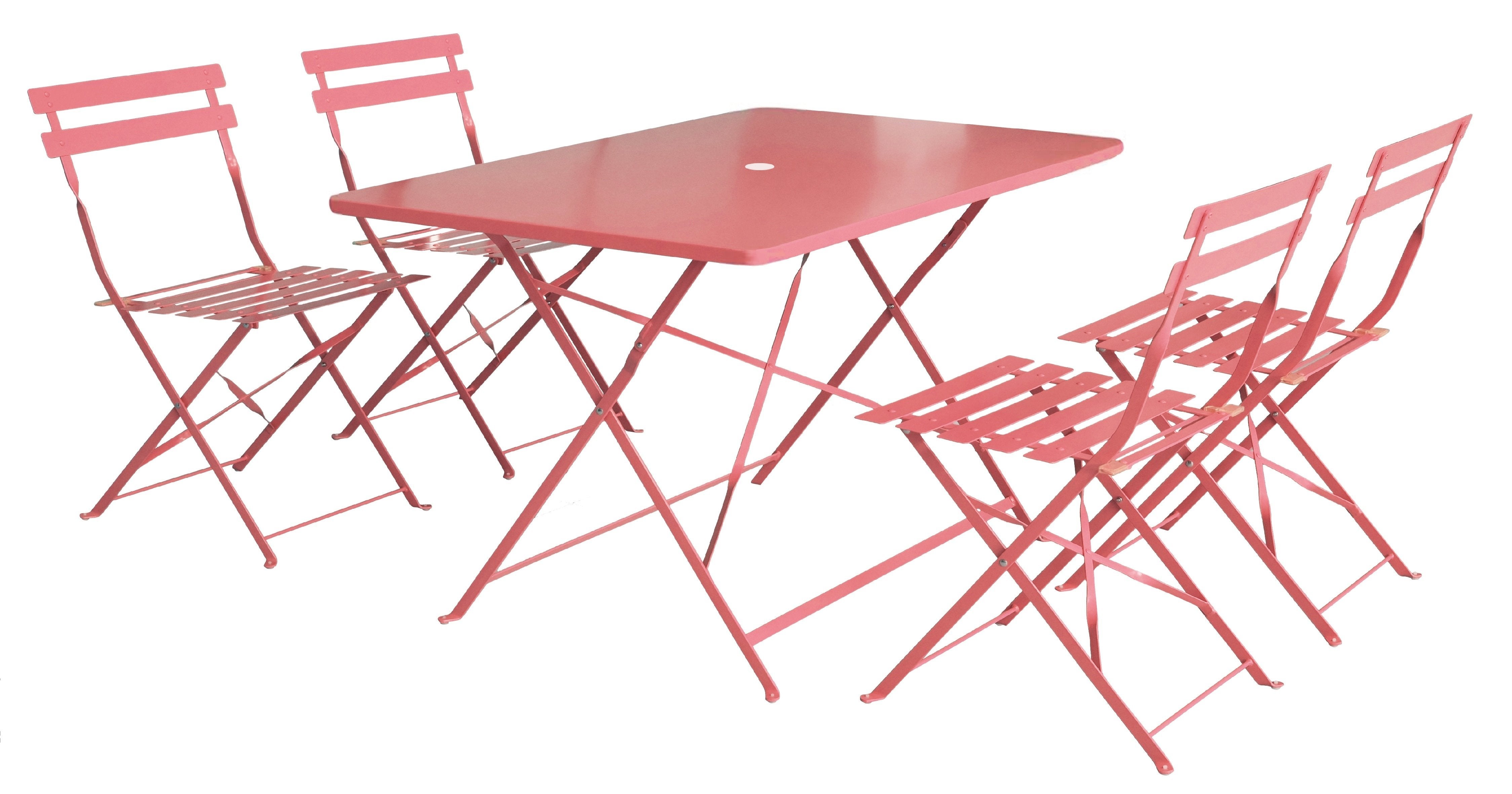 Ensemble De Jardin Pliant BISTROT - Gris (1 Table + 4 Chaises) | Leroy ...