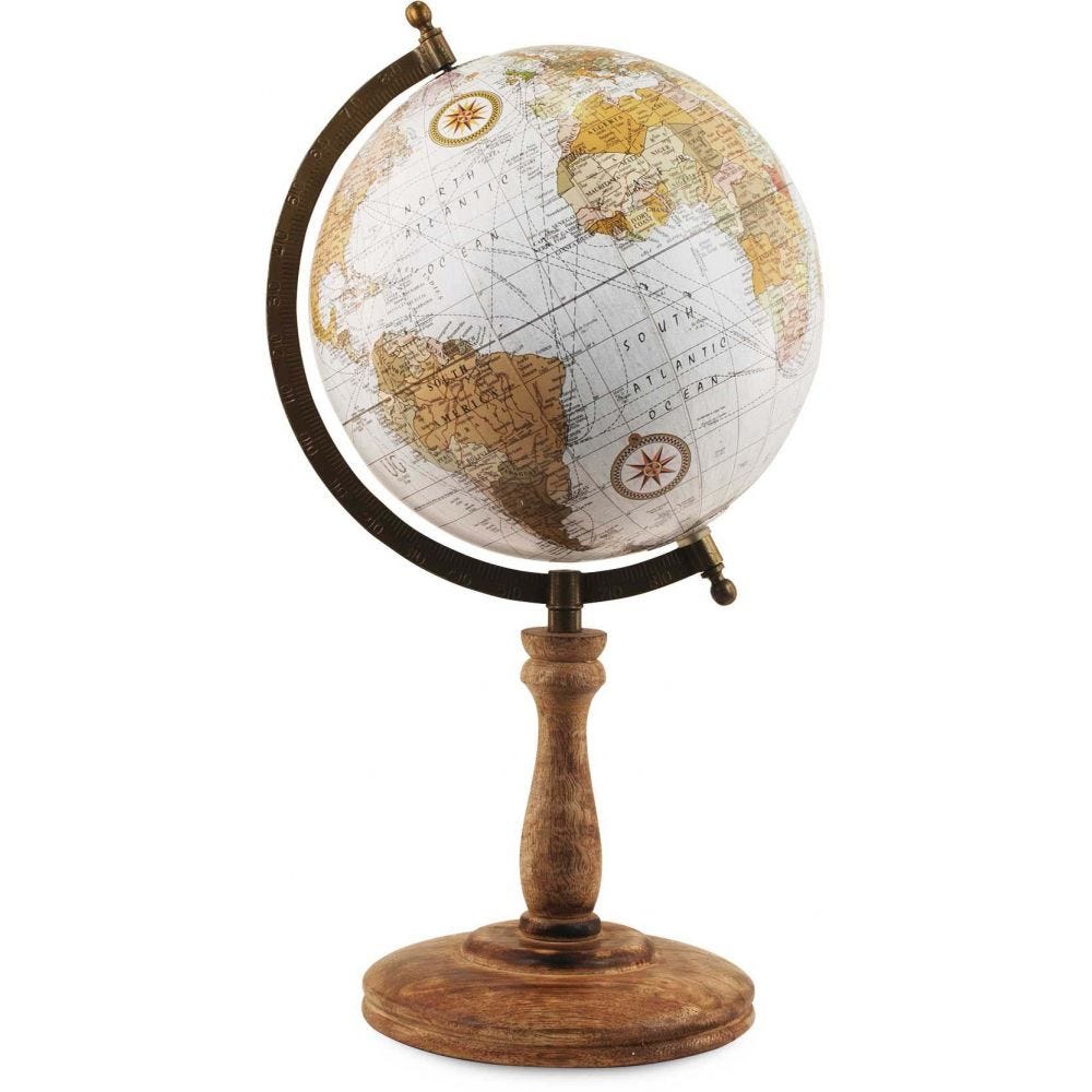Globe terrestre vintage en bois et métal Cook Origen