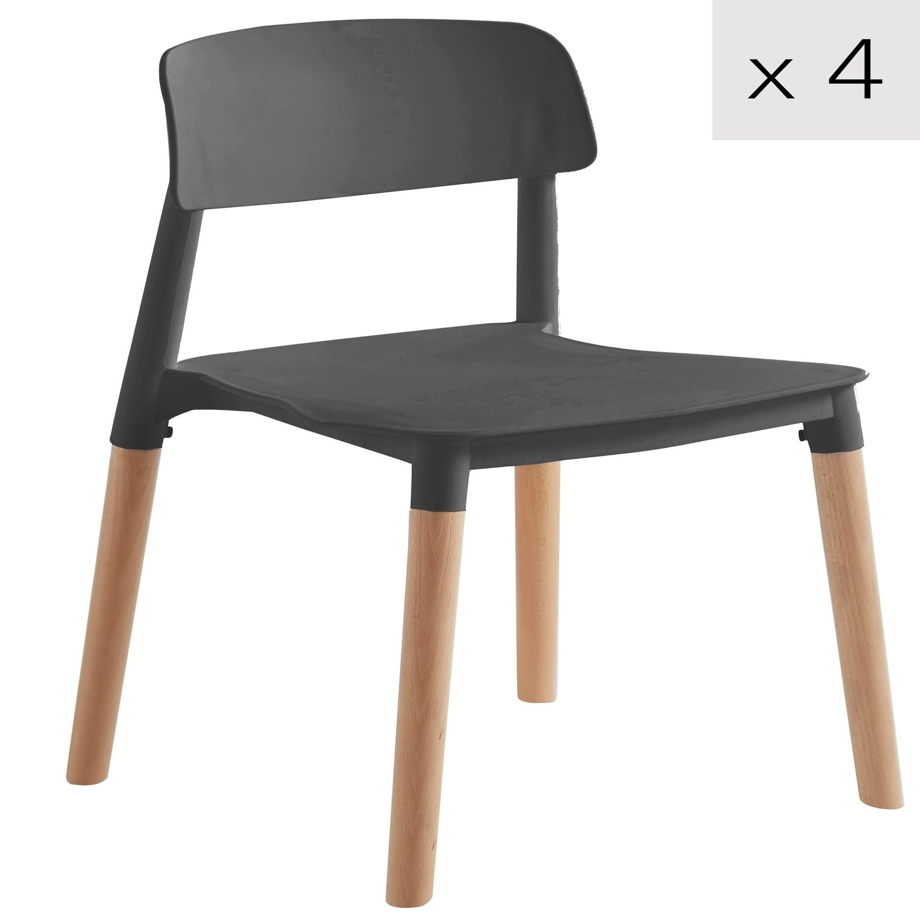 Nordlys - Set 4 sedie scandinave con gambe in legno nero