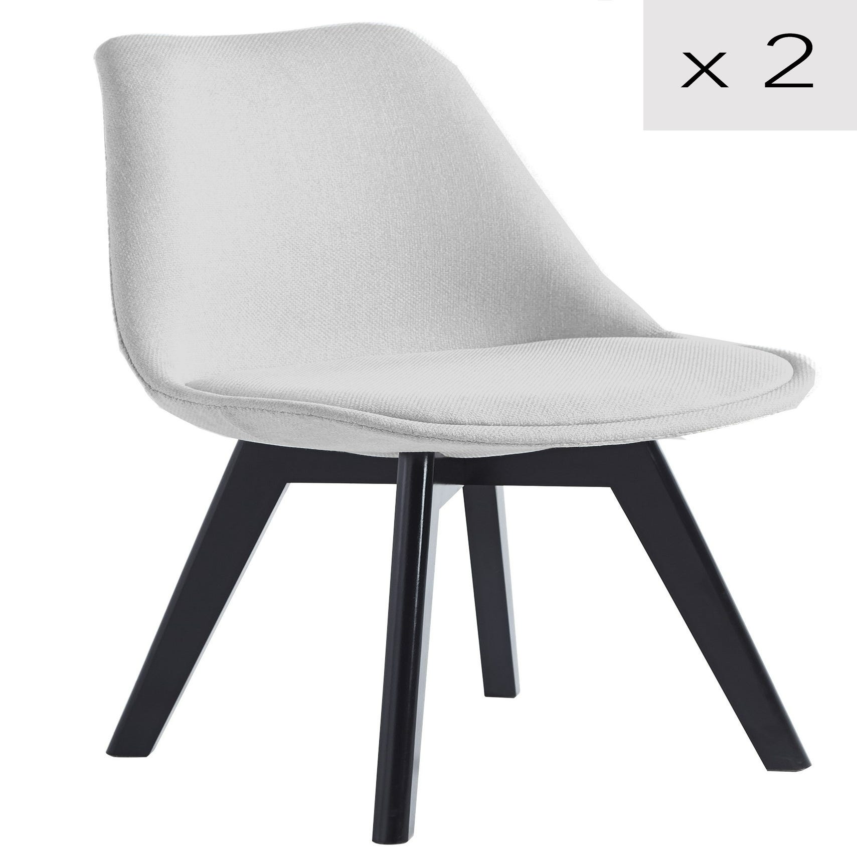 Nordlys - Set 2 sedie scandinave in acciaio e tessuto grigio