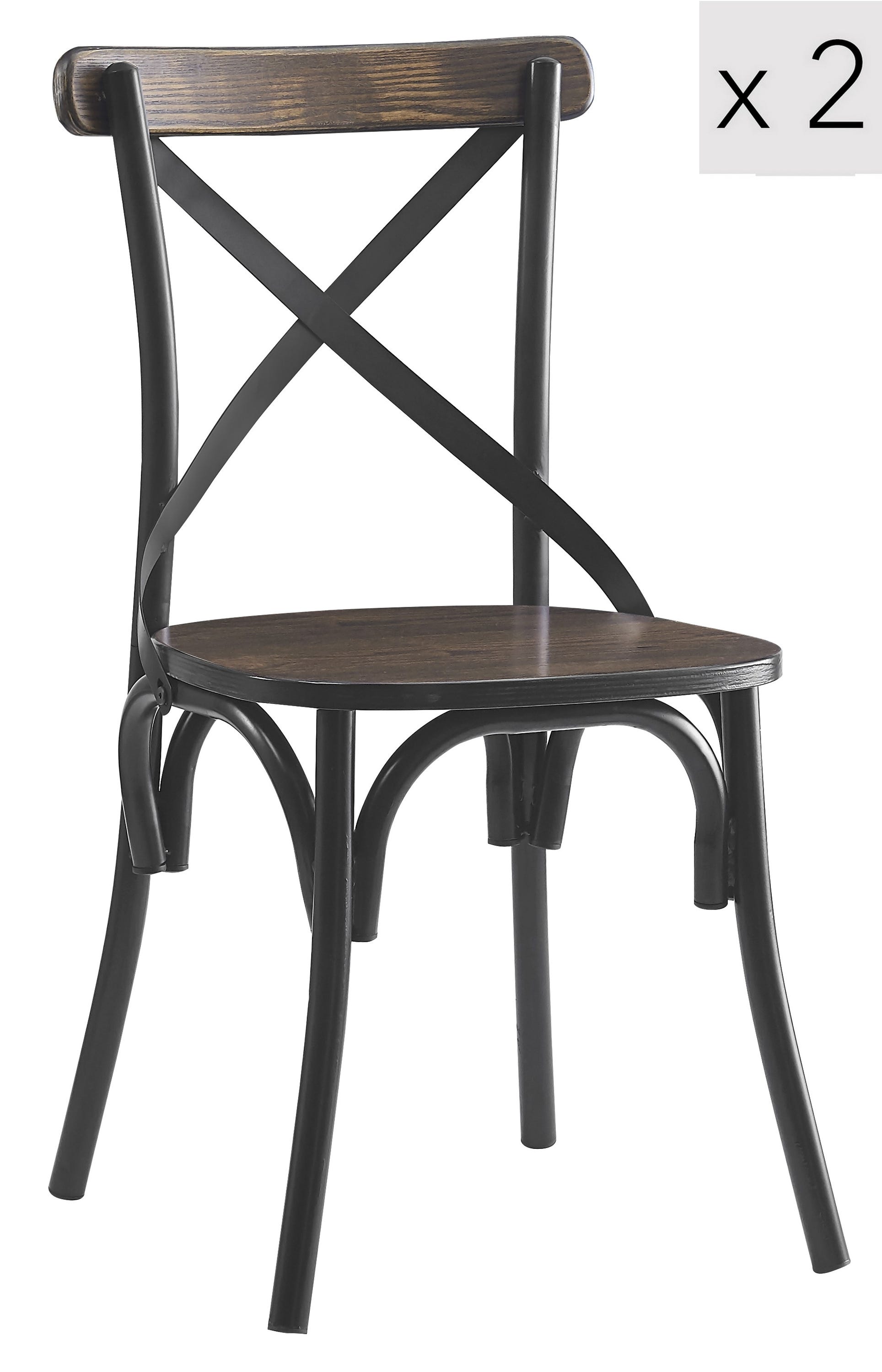 Nordlys - Set 2 sedie stile industriale in acciaio e legno di frassino