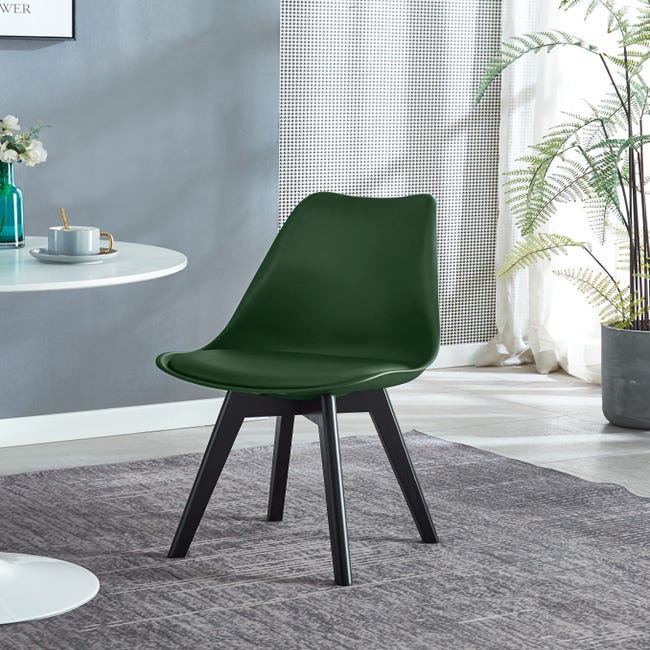 Nordlys - Set 4 sedie scandinave con gambe in legno verde