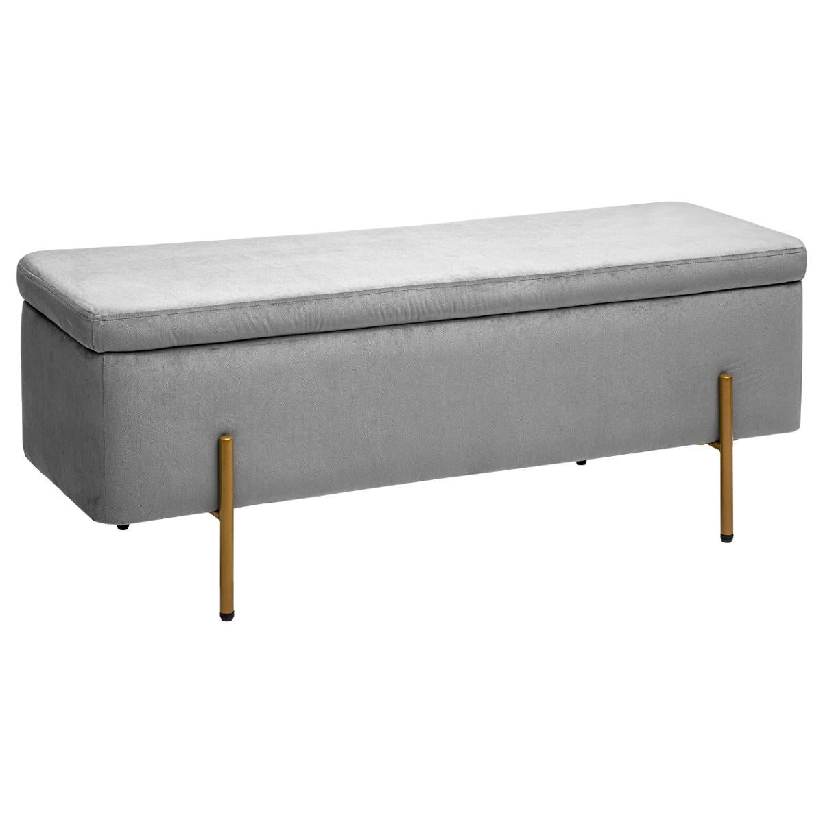 Banc Coffre Velours Gris Atmosphera Leroy Merlin