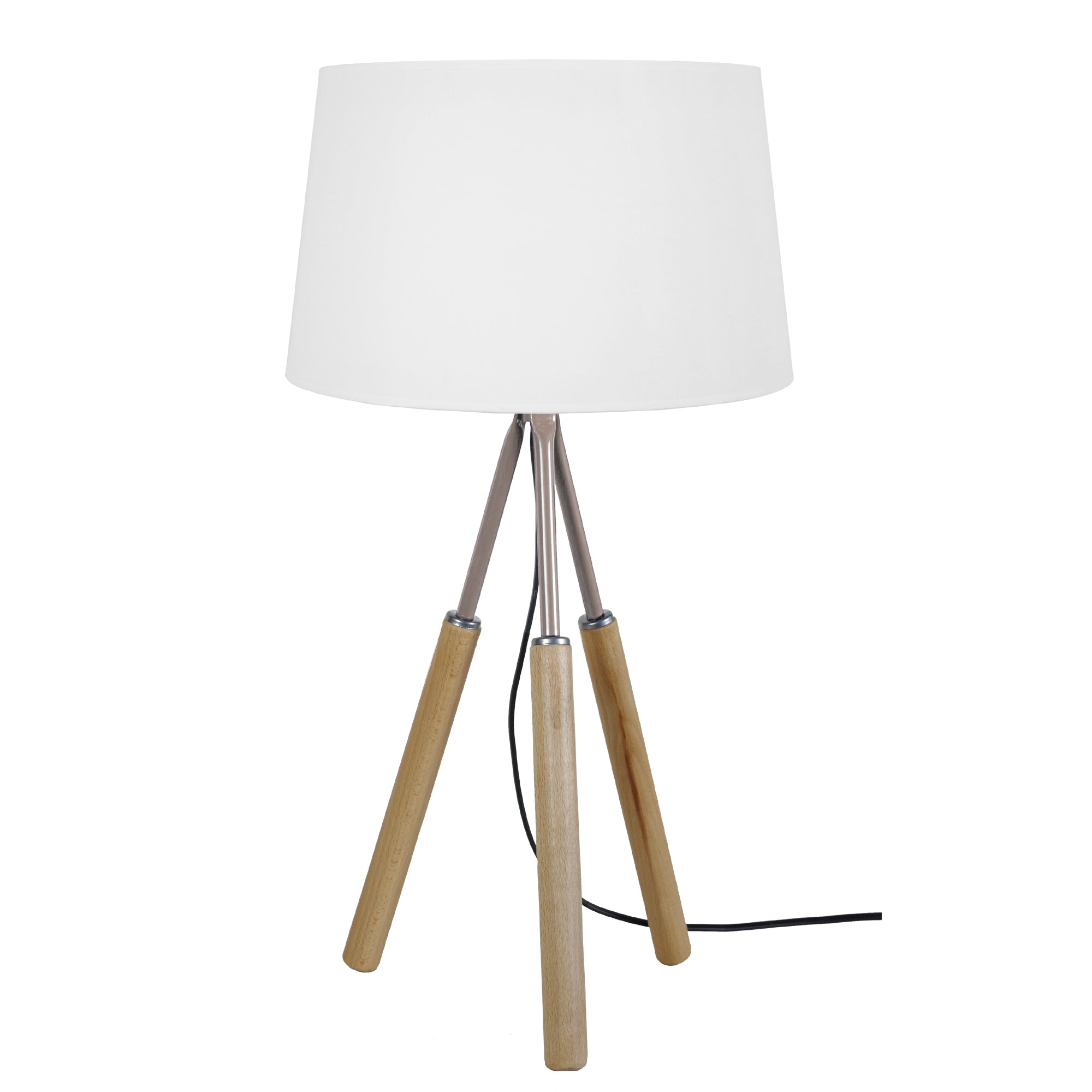Goteborg - lámpara de mesa redondo madera natural, topo y blanco