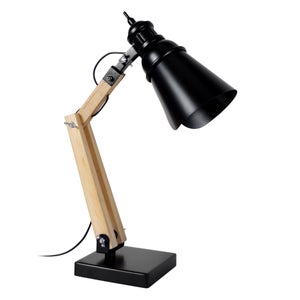 Lampe de bureau Moda 1 ampoule h 415 mm bois naturel noir - HORNBACH  Luxembourg