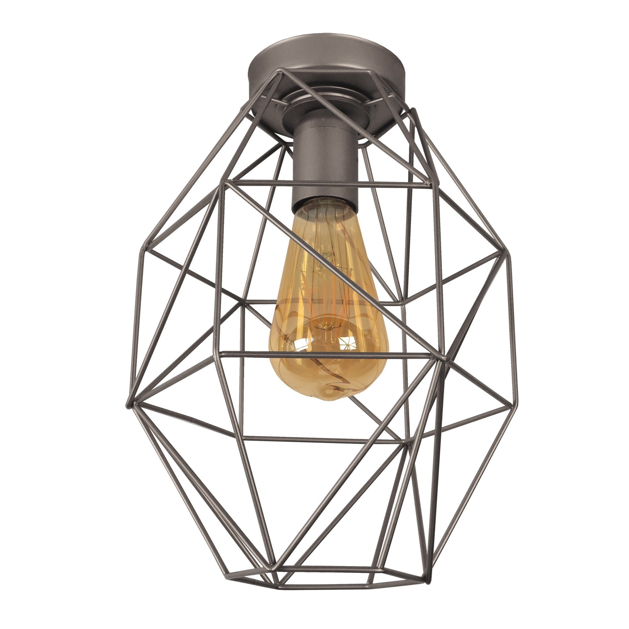 Lámpara de techo tosel octogonal metal geométrico antracita pantalla de lámpara vidrio naranja d21 x h30 cm