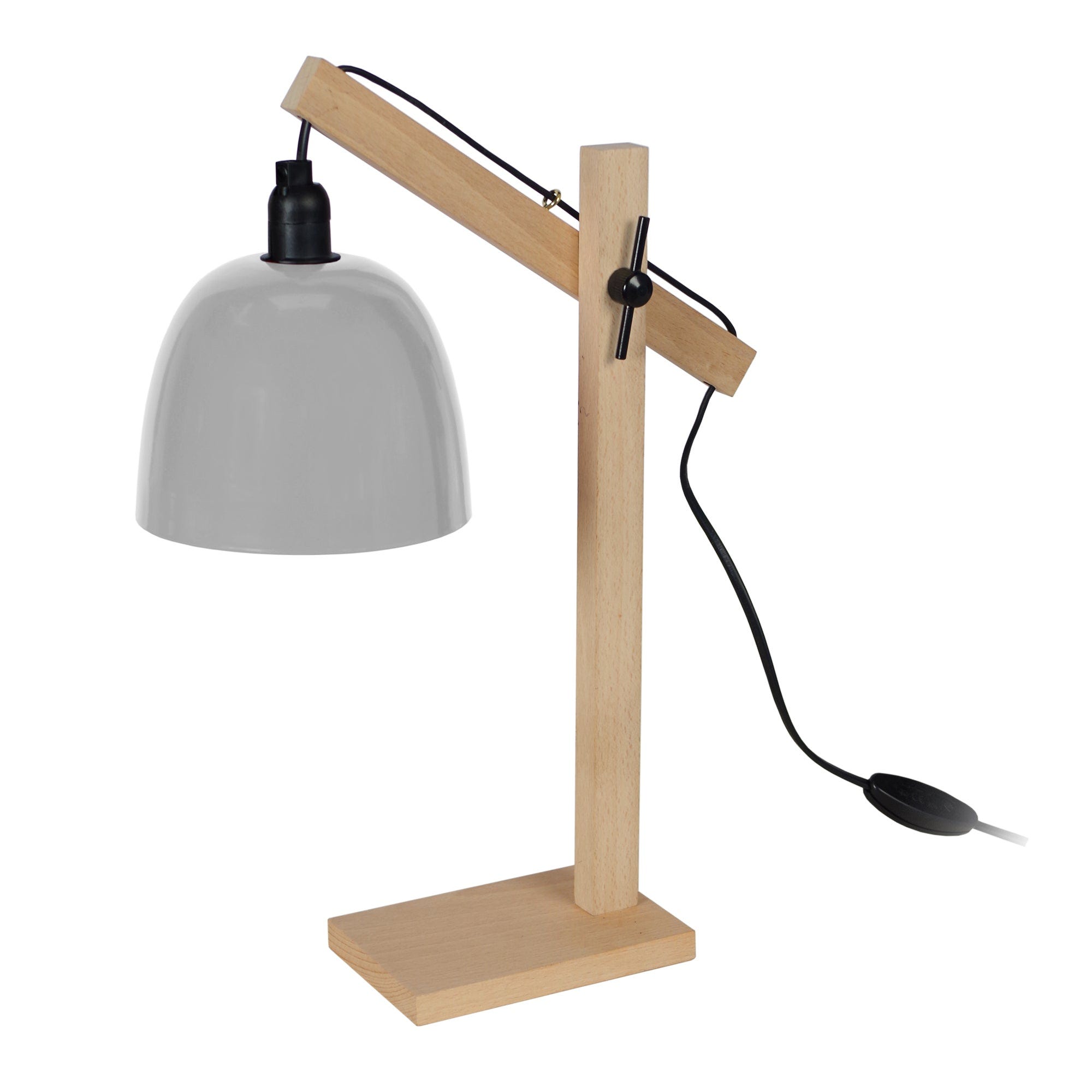 Lampe de Bureau Scandinave Sans Fil Blanc - Réglable et USB