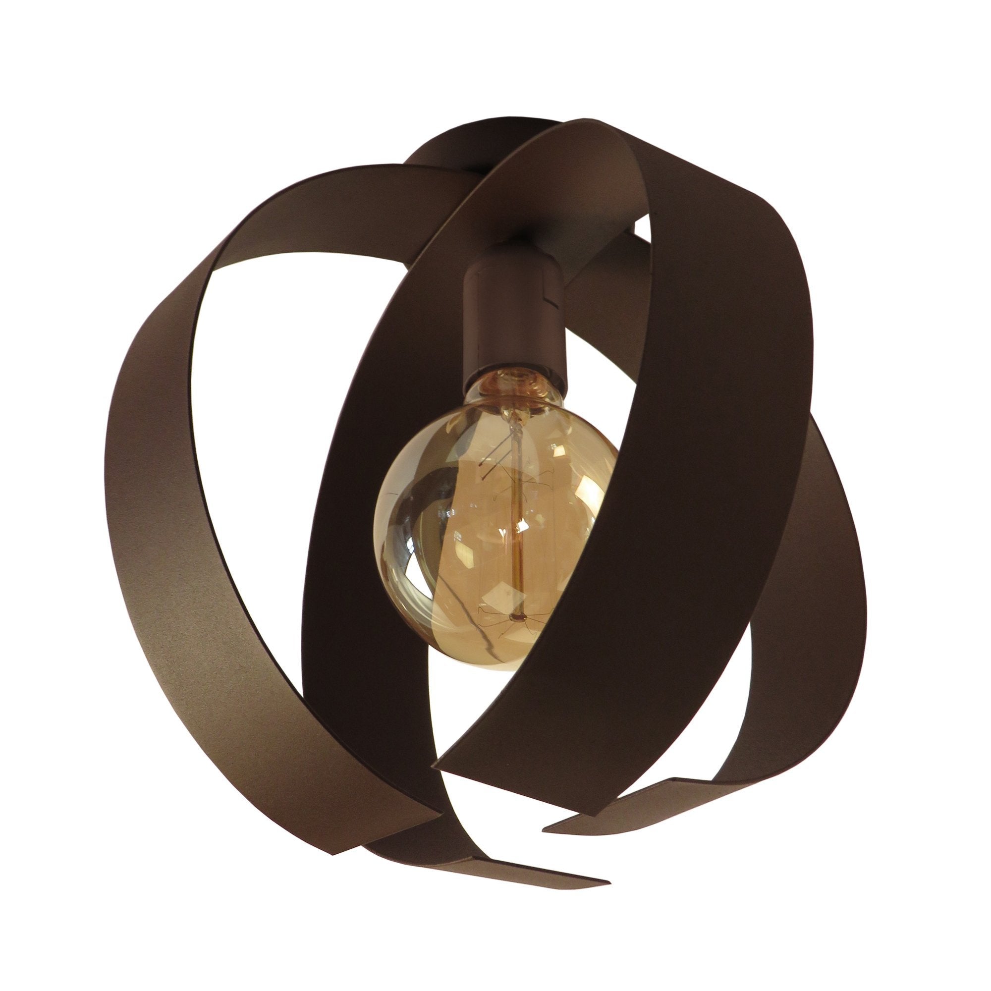 Lámpara de techo tosel touvois metal abstracto castaño pantalla de lámpara vidrio satín d26 x h27 cm