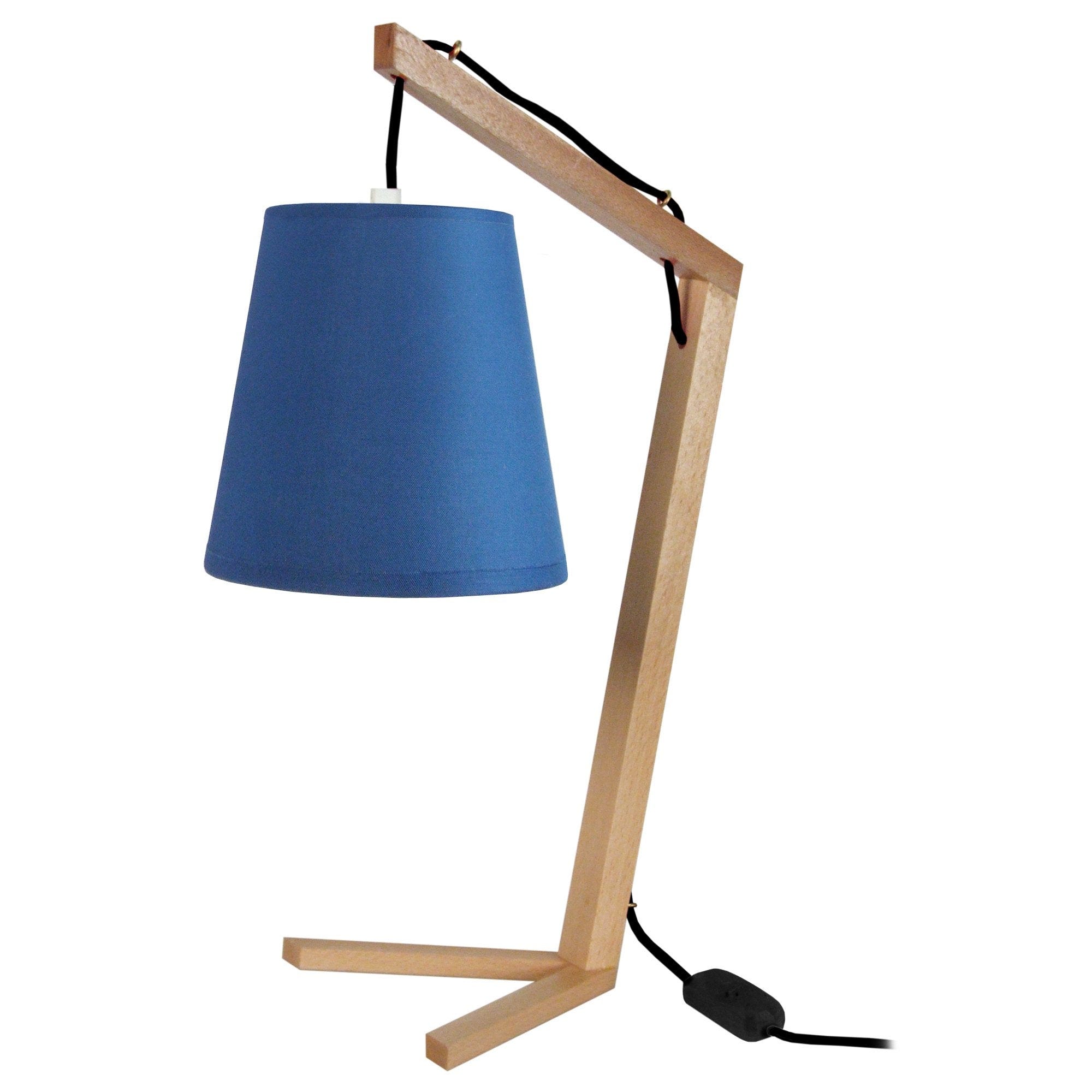 CHICKEN FOOT - Lampe de chevet arqué bois naturel et bleu