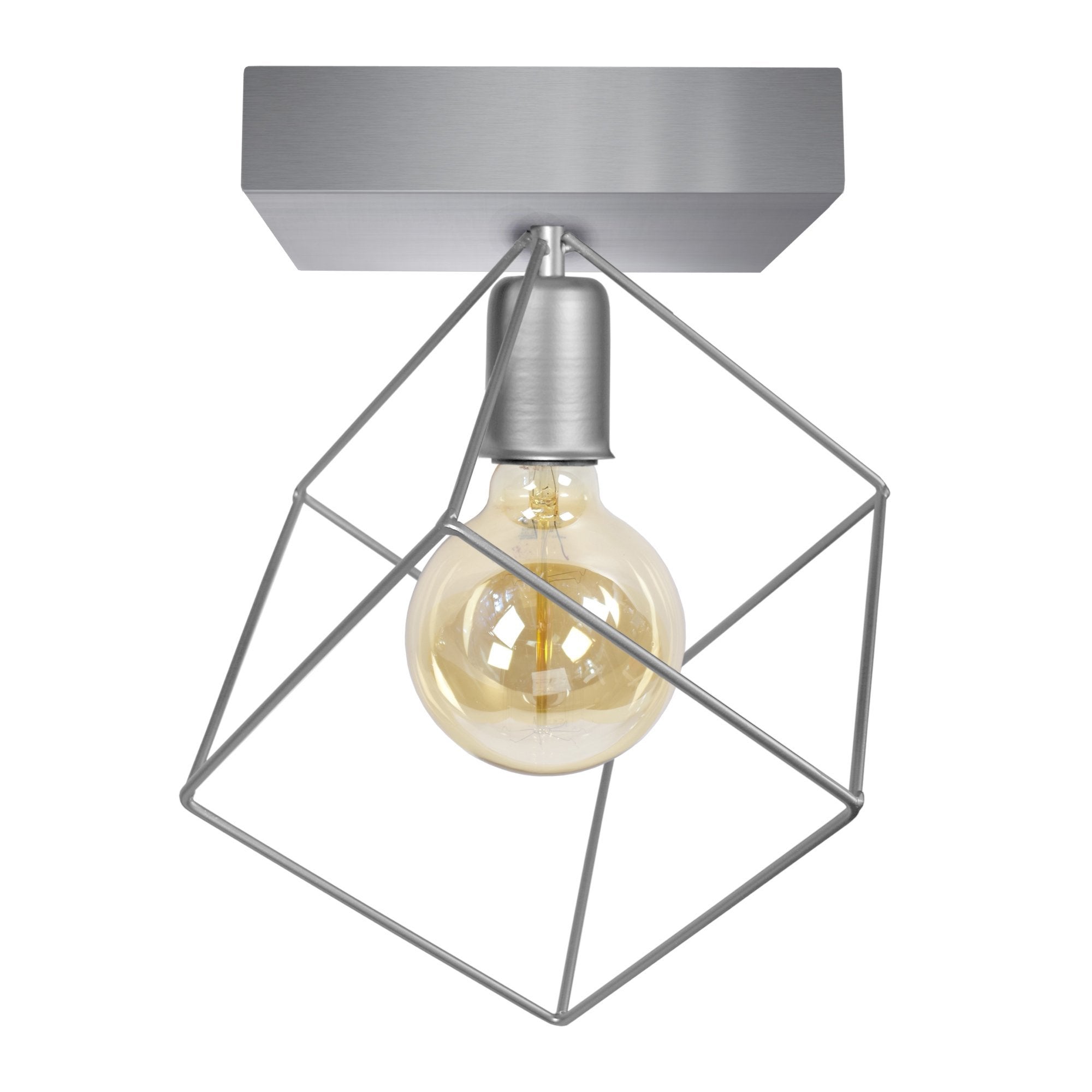 Lámpara de techo tosel square metal geométrico aluminio pantalla de lámpara vidrio ópalo d25 x h27 cm