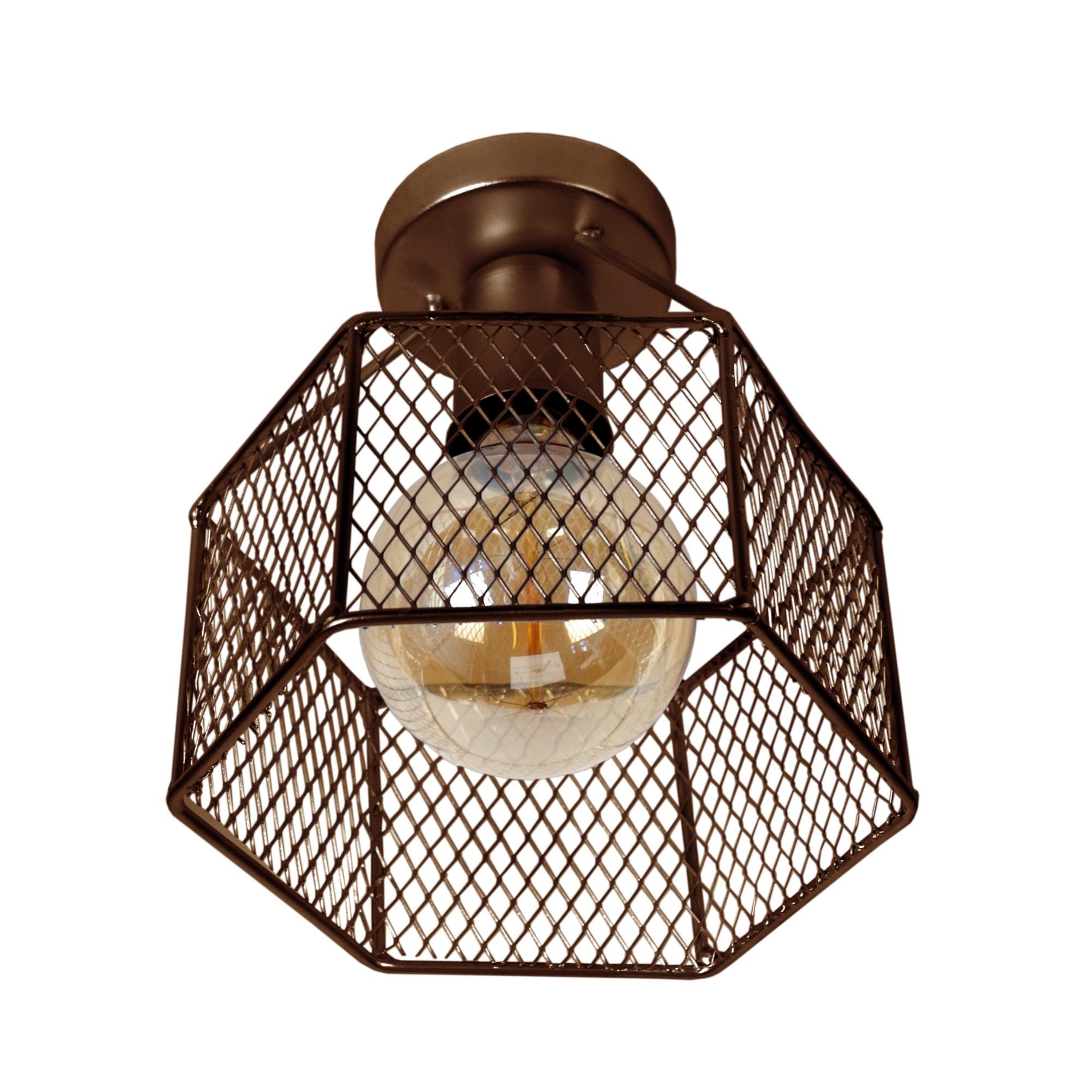 Lámpara de techo tosel adonis metal geométrico bronce pantalla de lámpara vidrio claro d20 x h17 cm