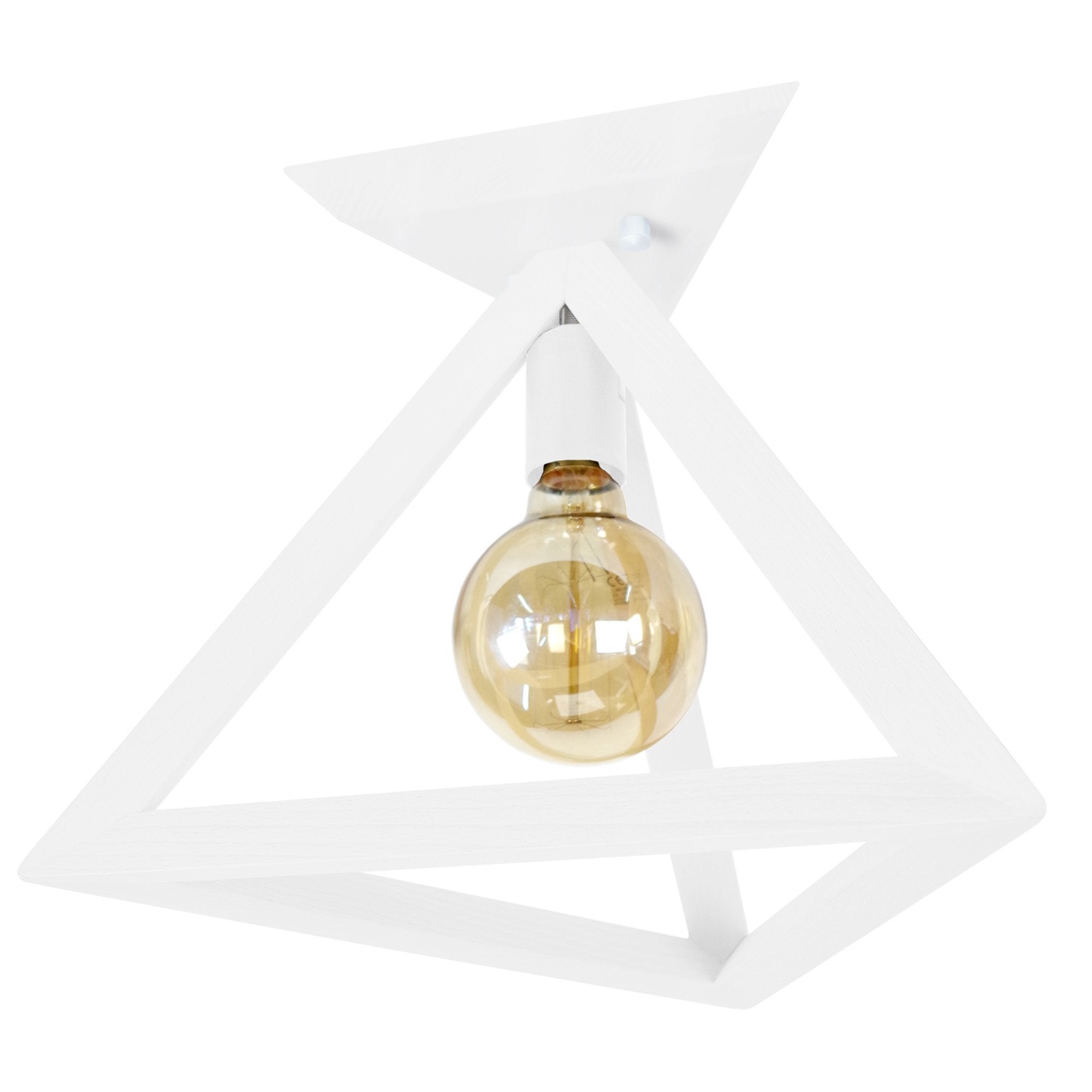 Lámpara de techo tosel tétraèdre a madera geométrico blanco, blanca pantalla de lámpara metal blanco, blanca d35 x h35 cm