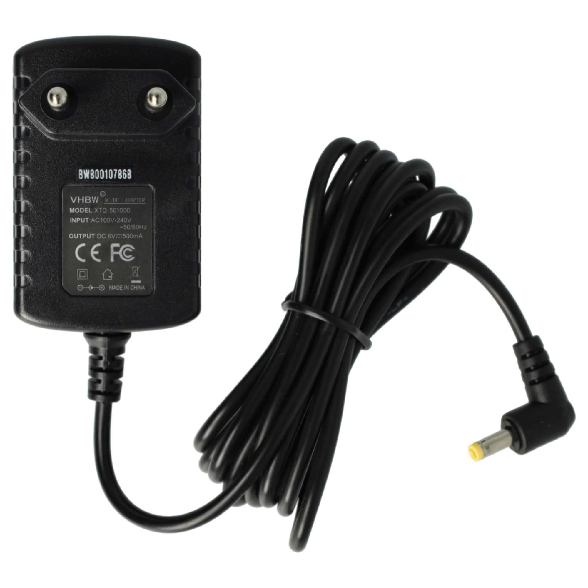Alimentatore Sostitutivo Per Telefono Fisso V-Tech - 6V 0.3A, Spina Europea Angolata, Cavo 140 Cm, Nero