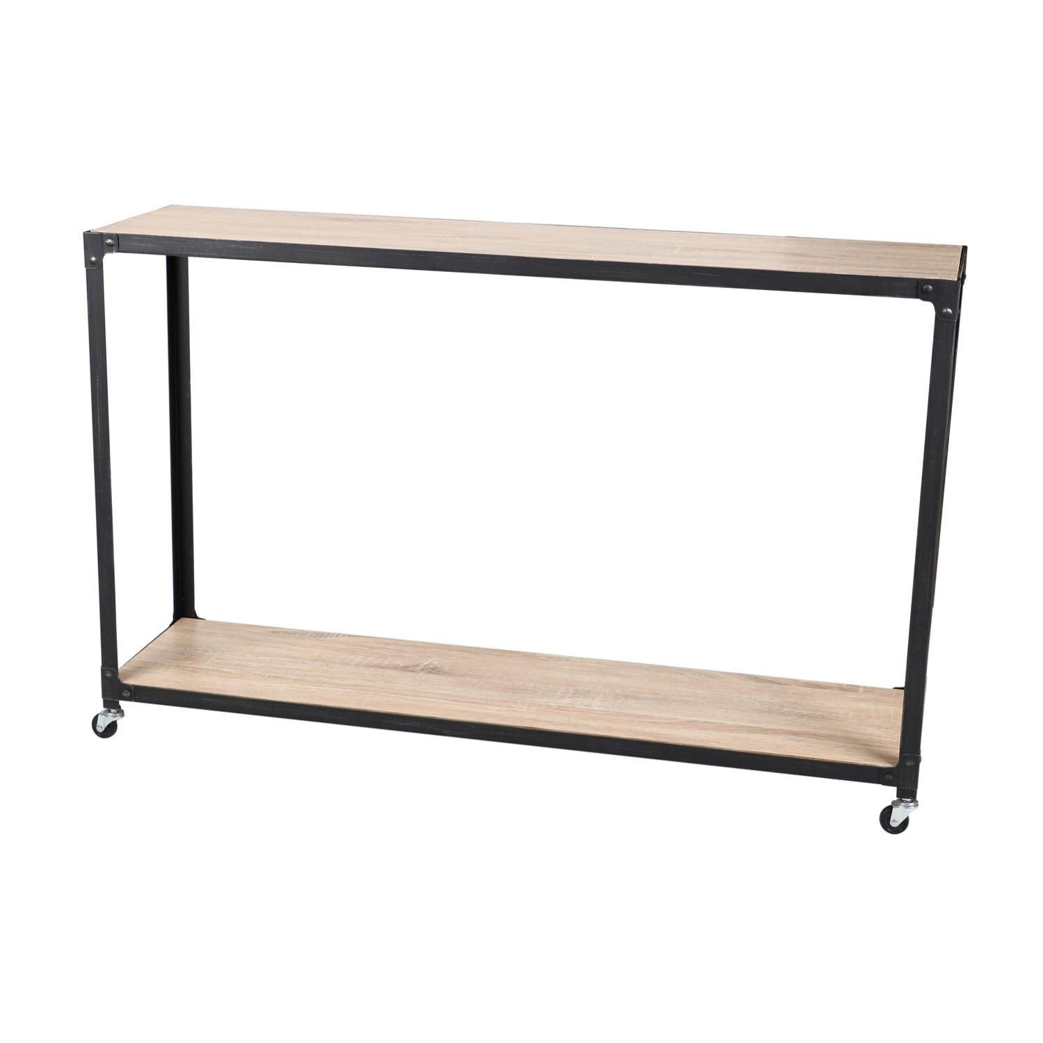 Console industrielle avec roulettes Factory 120 x H. 77 cm