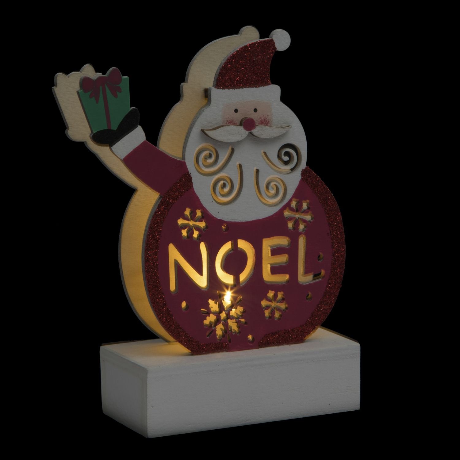 Décoration lumineuse de Noël design bois Xmas - Père Noël | Leroy Merlin