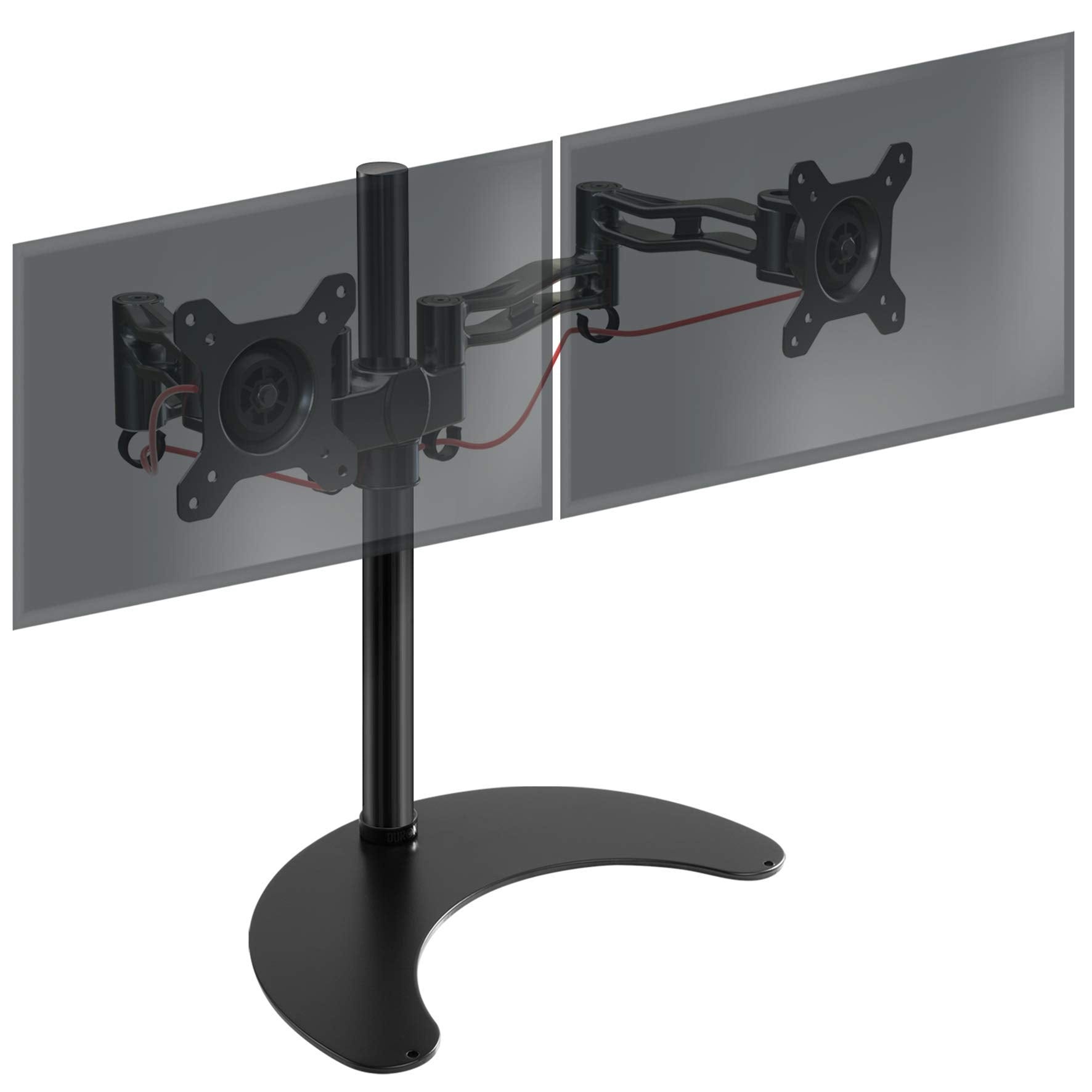 Duronic DM35D2 Doppio Supporto 2 monitor da scrivania con piedistallo –  Braccio schermo da tavolo – Altezza regolabile e orientabile